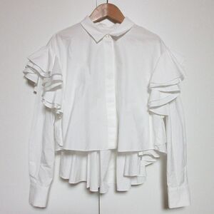 Cygne Céline Back Flare Short Length Blouse F Size White Ladies Used